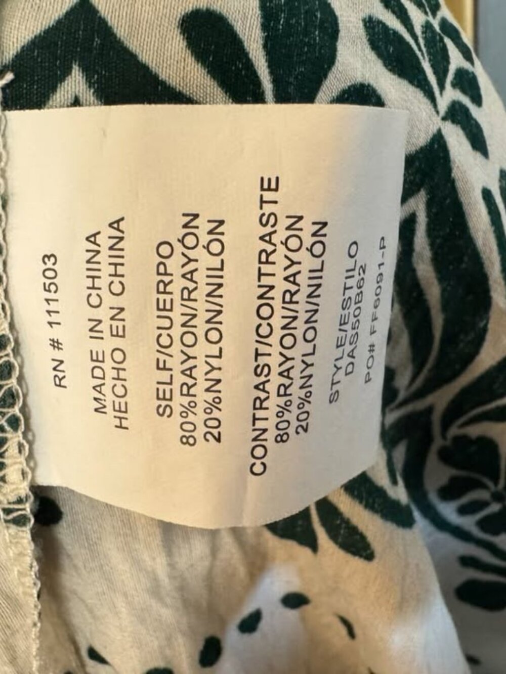 Fig and Flower Cream and Green Floral Midi Dress Size L - Picture 2 of 6